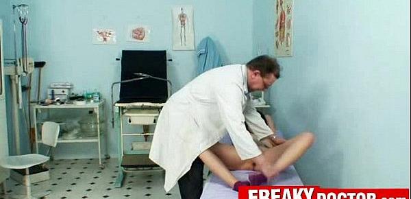  Big natural tits Roxy Taggart abused by elderly kinky gyno doctor